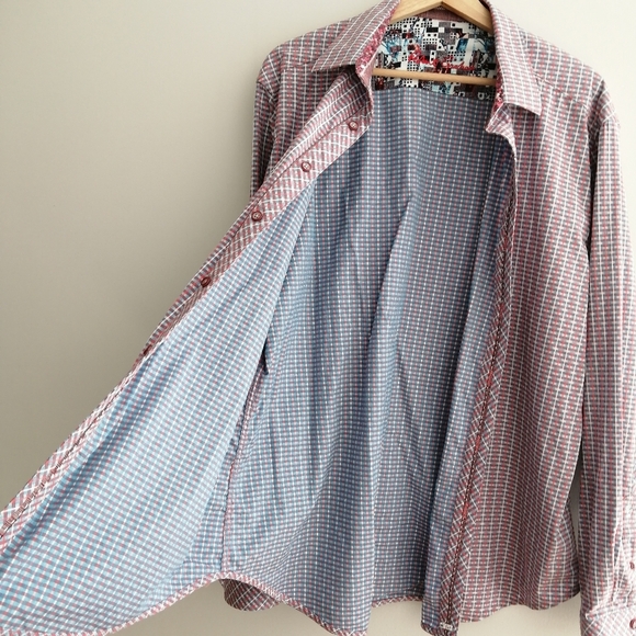 Robert Graham Men's Classic Fit Button Up Red and Blue Checkered XL - Picture 4 of 16